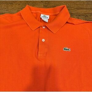 Lacoste Orange Casual Golf Preppy Pique Cotton Short Sleeve Polo Shirt Men 7 2XL